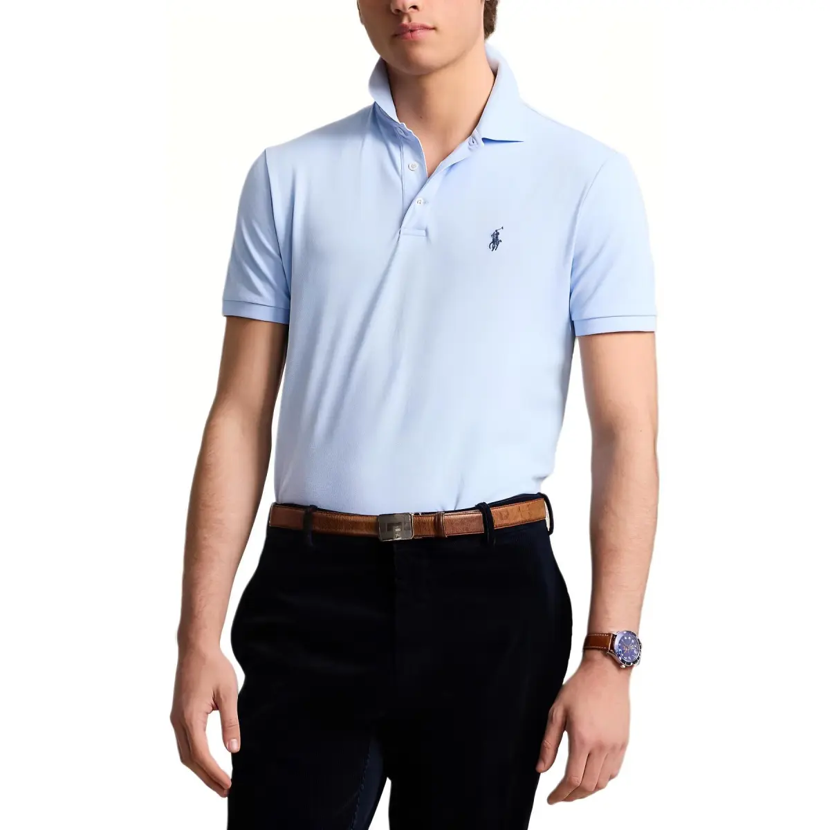 Polo Ralph Lauren SS24 Polo Shirt Custom Slim Fit Men's Workplace Blue