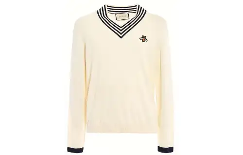 GUCCI Sweaters Men's Ecru V Neck Moderate Other