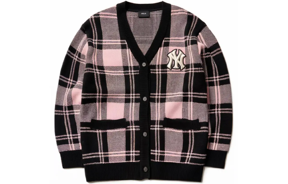 MLB New York Yankees Sweaters Unisex Pink V-neck Moderate Cardigan