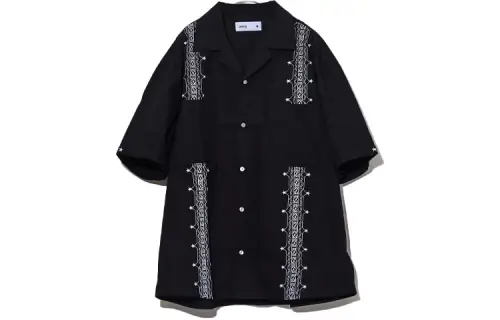 Converse CUBAN Shirts Men's Black Cuban Collar Moderate Shirt