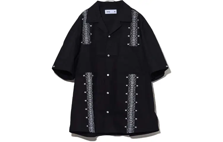Converse CUBAN Shirts Men's Black Cuban Collar Moderate Shirt