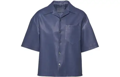 PRADA Shirts Men's Blue Cuban Collar Moderate Other