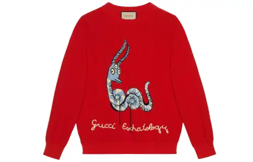 GUCCI Sweaters Men's Red Crew Neck Moderate Other