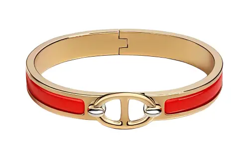 HERMES Pig Nose Mini Clic Chaine D'Ancre Bangles Women's Red