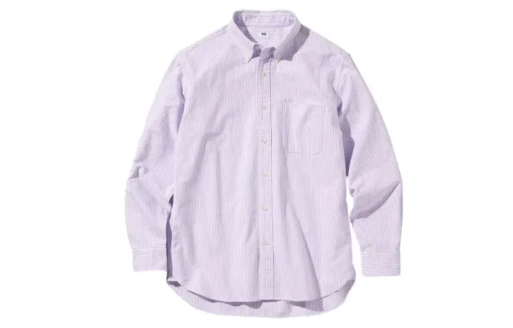 UNIQLO Shirts Men's Blue Purple Pointed Collar Moderate Other