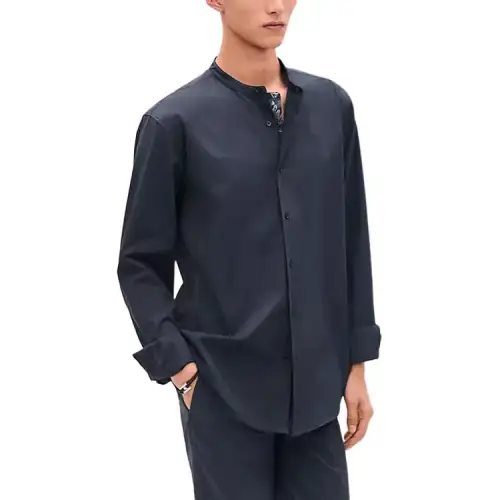 HERMES Shirts Men's Dark Gray Crew Neck Moderate Other