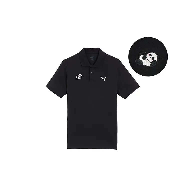 PUMA Polo Shirts Unisex Black Polo Collar Moderate Straight Fit