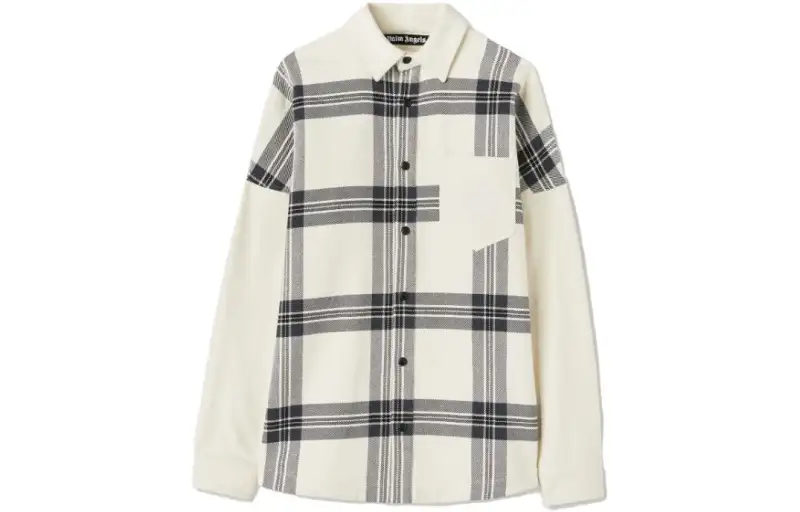 Palm Angels logo-print checked overshirt