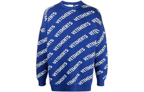 Vetements Sweaters Unisex Blue Crew Neck Moderate Other