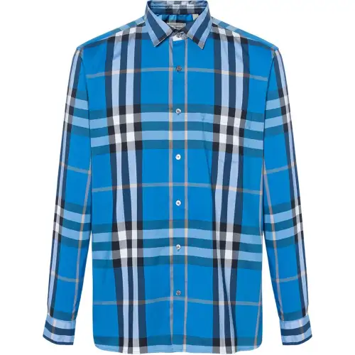 Burberry Shirts Men's Blue Lapel Moderate Other