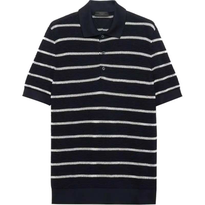 PRADA SS24 Polo Shirt Men's Marine Blue