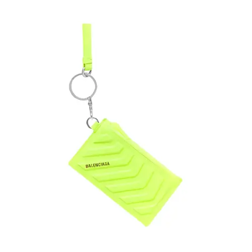 Balenciaga Grain Calfskin Card Holder, Coin Purse Men's Yellow