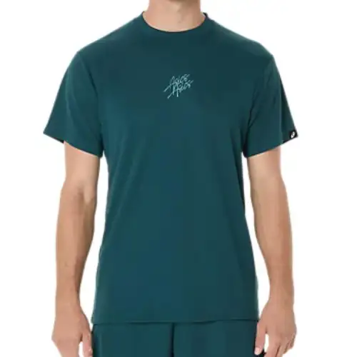 ASICS Shirts Men's Dark Green Crew Neck Moderate