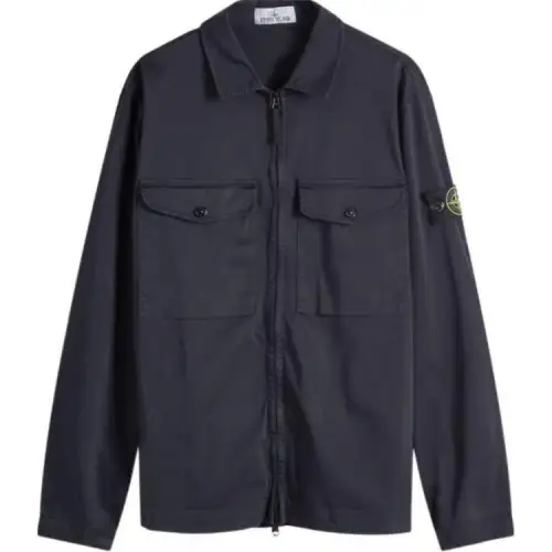 STONE ISLAND Shirts Men's Blue Lapel Moderate Other