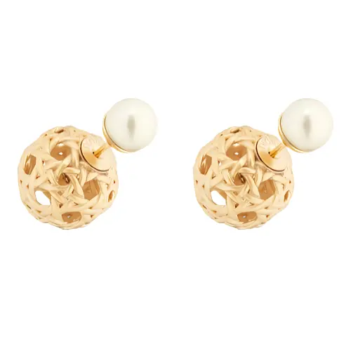 DIOR Metal Stud Earrings Women's Gold