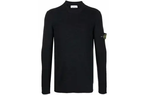 STONE ISLAND Sweaters Men's Charcoal Gray Crew Neck Moderate Straight Fit