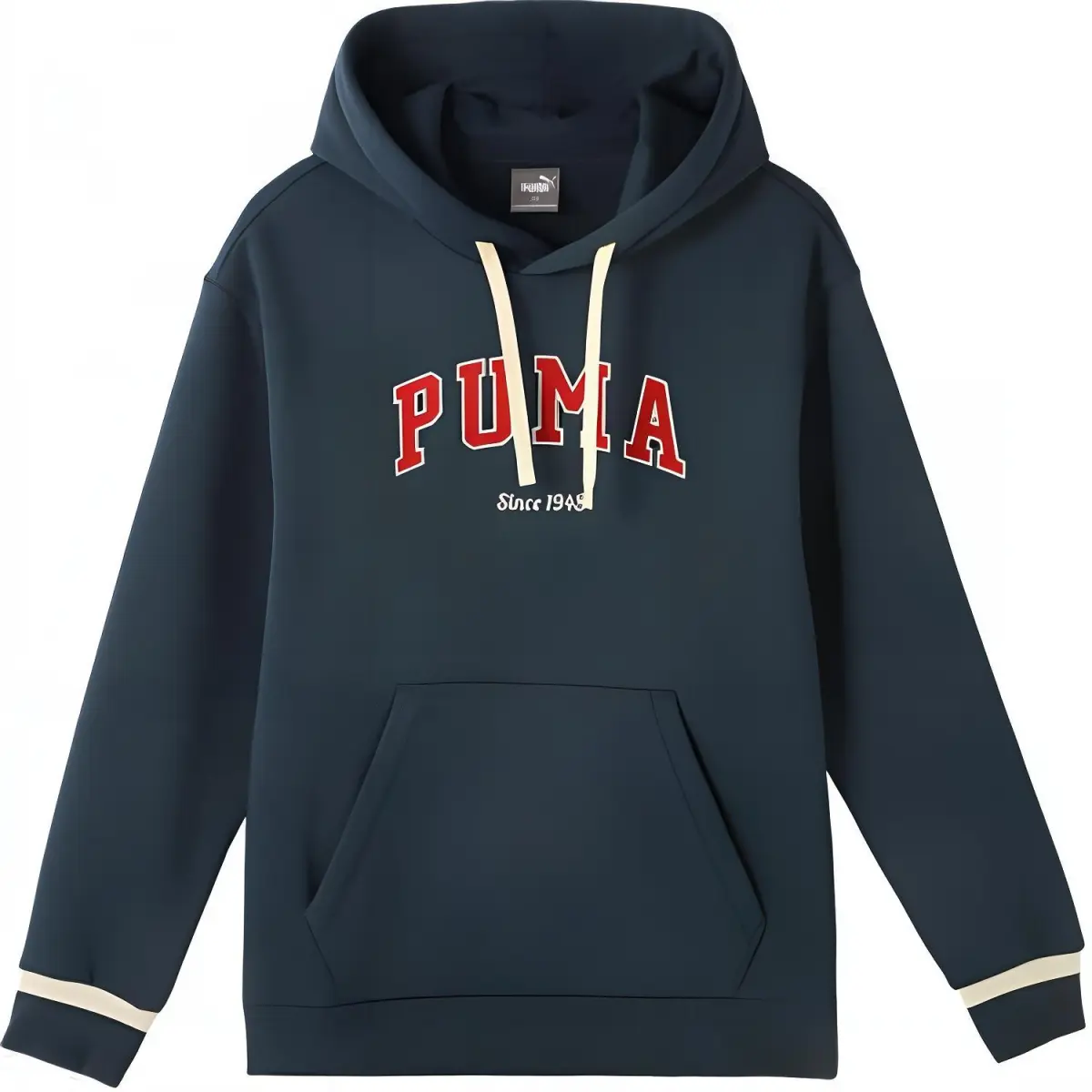 PUMA Letter Print Athleisure Hooded Fleece Lined Long Sleeved Sweatshirt Men's Midnight Blue