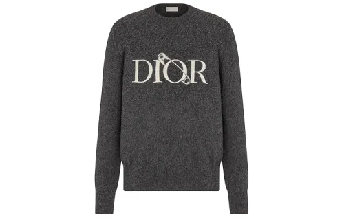 DIOR Quarterly New Products Sweaters Men's Dark Gray Crew Neck Moderate Other