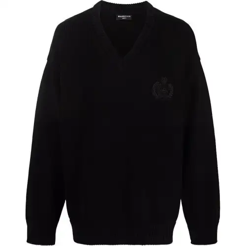 Balenciaga Braided Knit V Neck Sweater