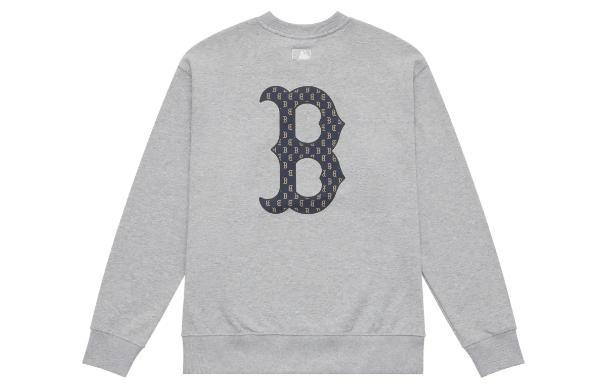 MLB MONOGRAM Collection Boston Red Sox FW24 Crew Neck Sweatshirt Unisex Light Gray