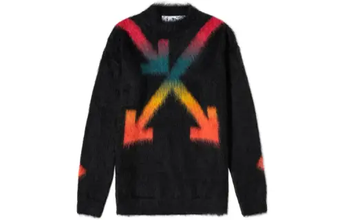 OFF WHITE Fuzzy Arrows Crew Knit Sweater