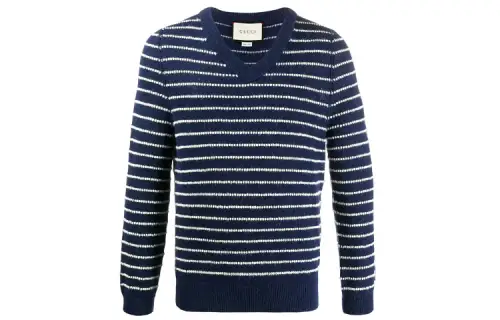 GUCCI Sweaters Men's Blue V Neck Moderate Base Layer