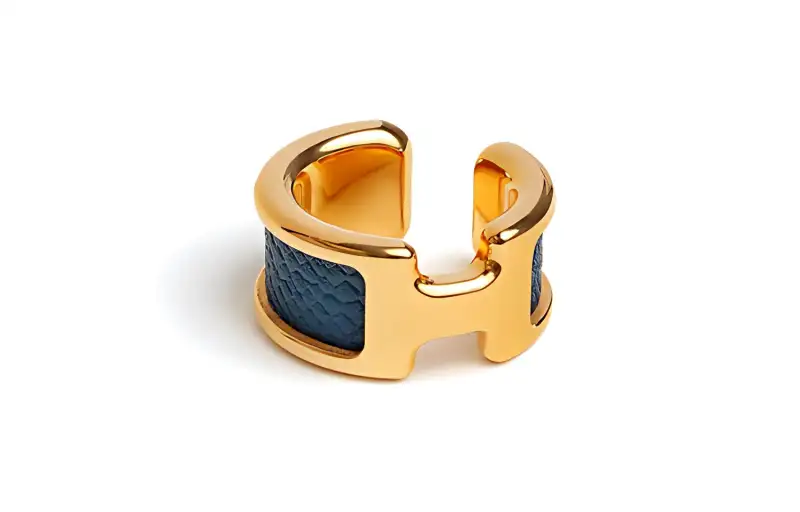 HERMES Calfskin, Gold Plated, Metal Clip On Earrings Women's Gold