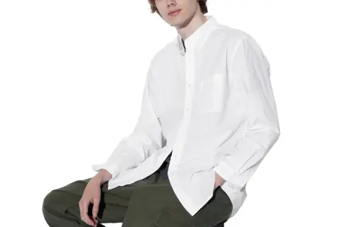 UNIQLO Shirts Men's White Pointed Collar Moderate Other