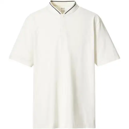 UNIQLO Polo Shirts Men's Ivory Polo Collar Moderate Straight Fit