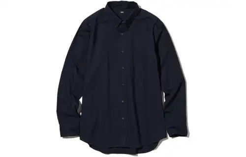 UNIQLO Shirts Unisex Navy Blue Pointed Collar Moderate Other