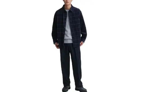 UNIQLO Shirts Unisex Navy Blue Pointed Collar Thin Other