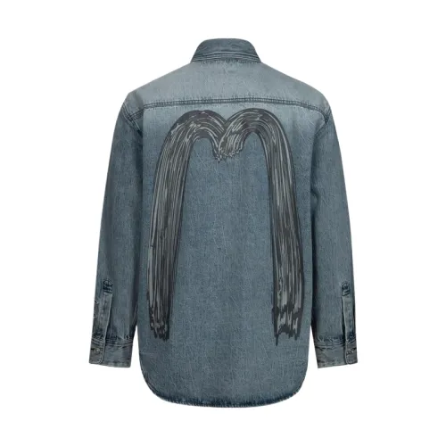 EVISU Shirts Men's Denim Gray Lapel Moderate