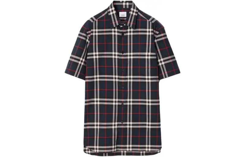 Burberry Shirts Men's Navy Lapel Moderate Shirt