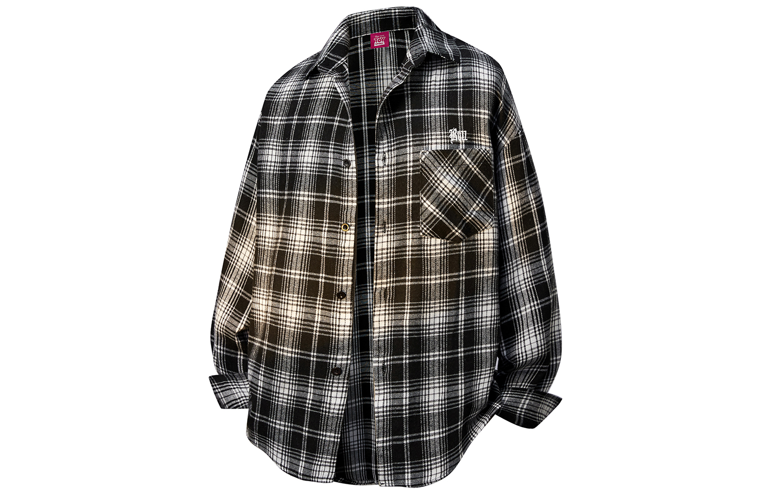 Disney Disney Japanese simple and versatile plaid striped daily commuting single-breasted lapel loose long-sleeved shirt, same style for men and women