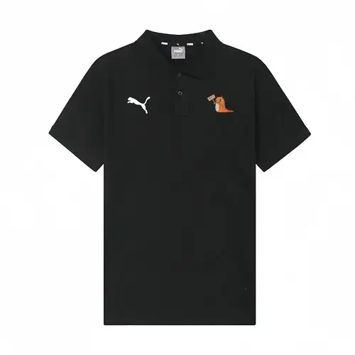 PUMA Polo Shirts Unisex Black Polo Collar Moderate Straight Fit