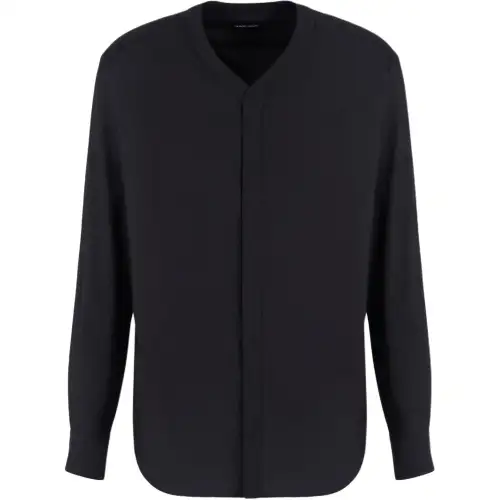 GIORGIO ARMANI Armani, long-sleeve, black shirt, V-neckline, oversize