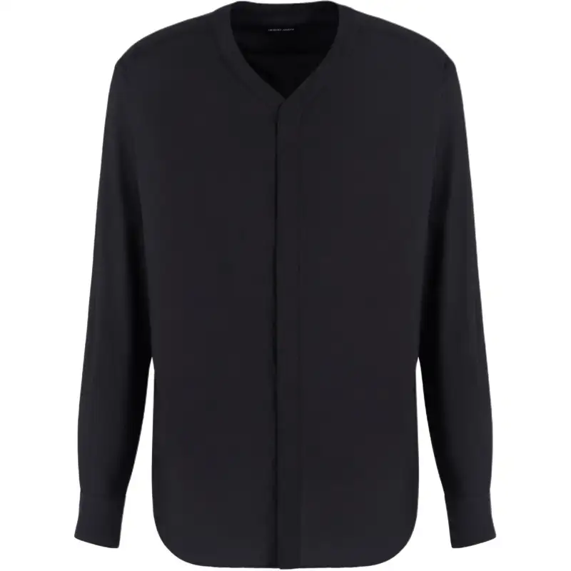 GIORGIO ARMANI Armani, long-sleeve, black shirt, V-neckline, oversize