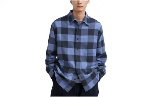 UNIQLO Shirts Men's Royal Blue Pointed Collar Moderate Other