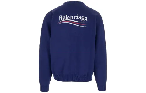 Balenciaga Sweaters Men's Blue Crew Neck Moderate