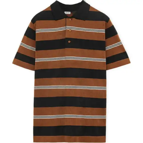 LOEWE Polo Shirts Men's Brown Polo Collar Moderate Straight Fit