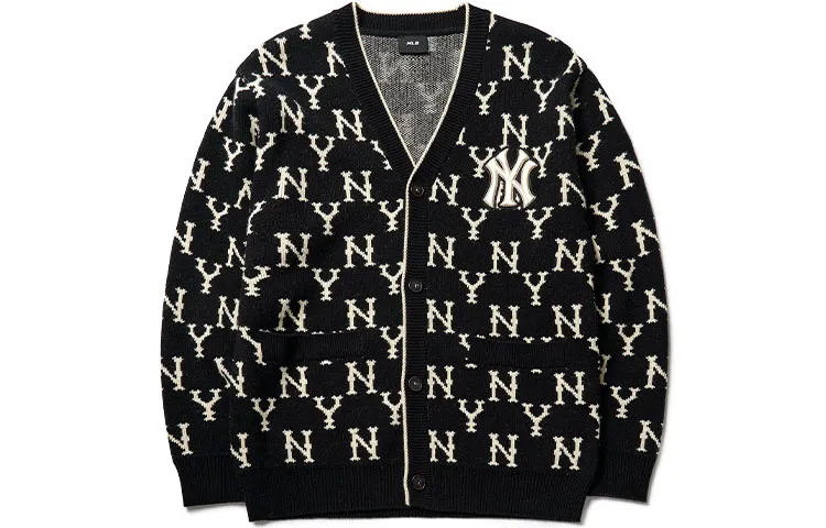 MLB New York Yankees Sweaters Unisex Black V-neck Moderate