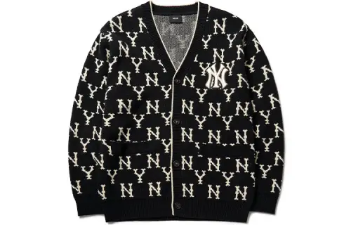 MLB New York Yankees Sweaters Unisex Black V Neck Moderate Cardigan