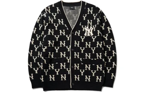 MLB New York Yankees Sweaters Unisex Black V-neck Moderate