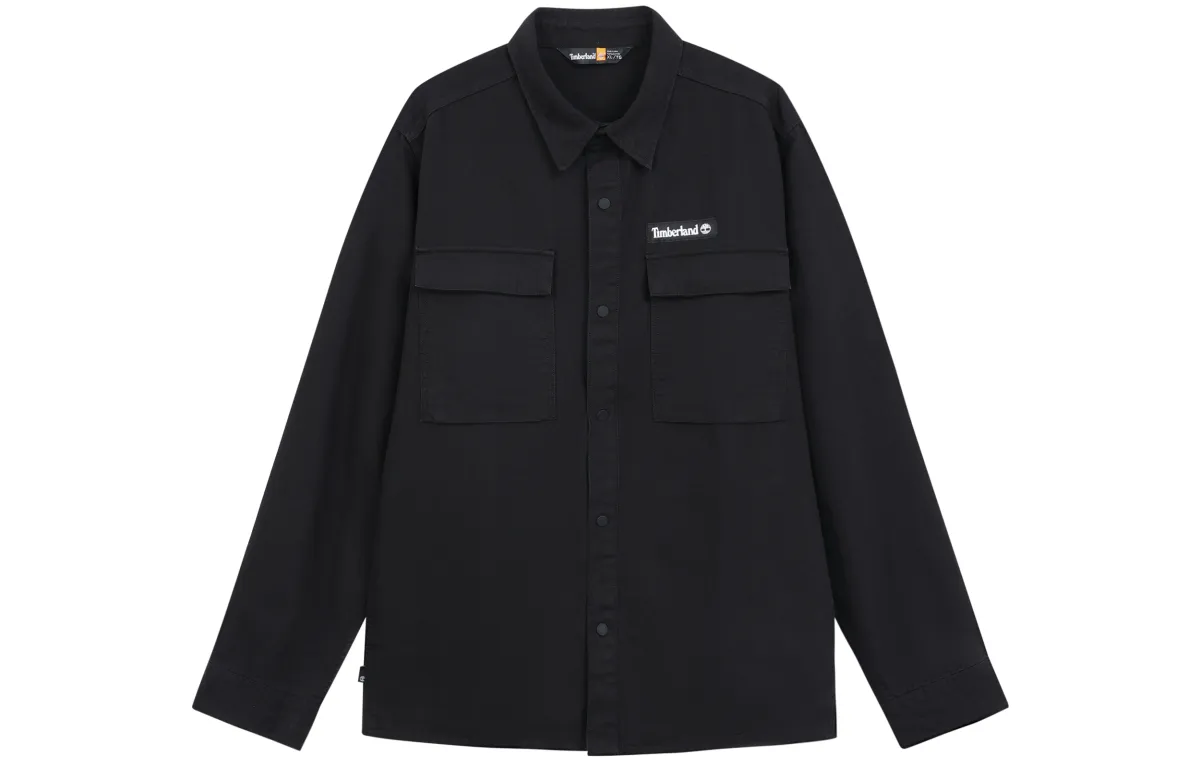 Timberland Shirts Men's Black Lapel Moderate Straight Fit
