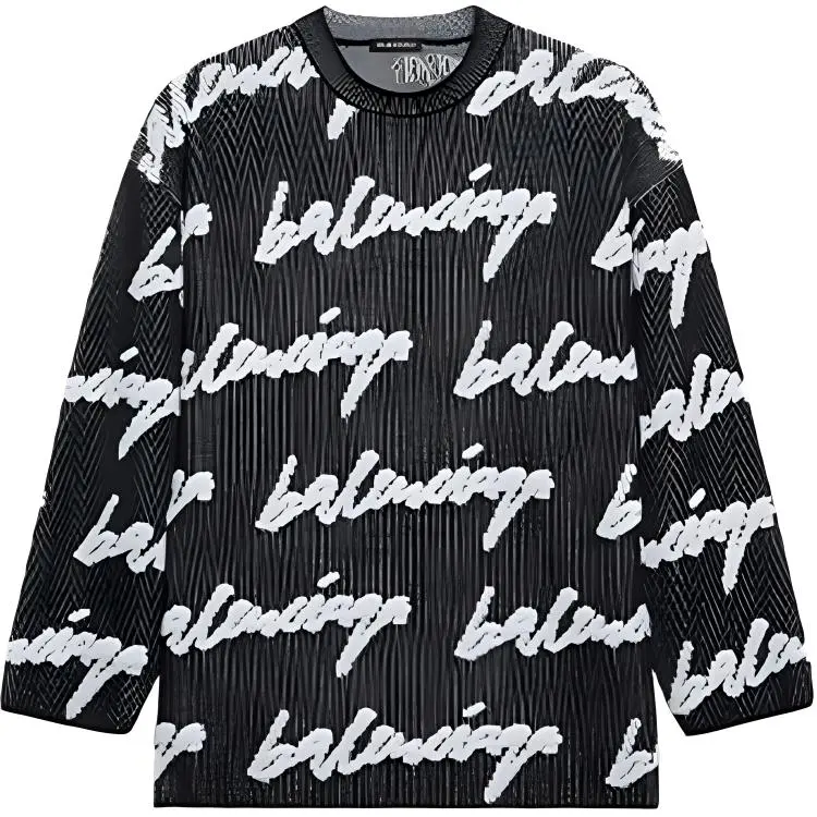 Balenciaga Crewneck 3D Scribble Knit Sweater