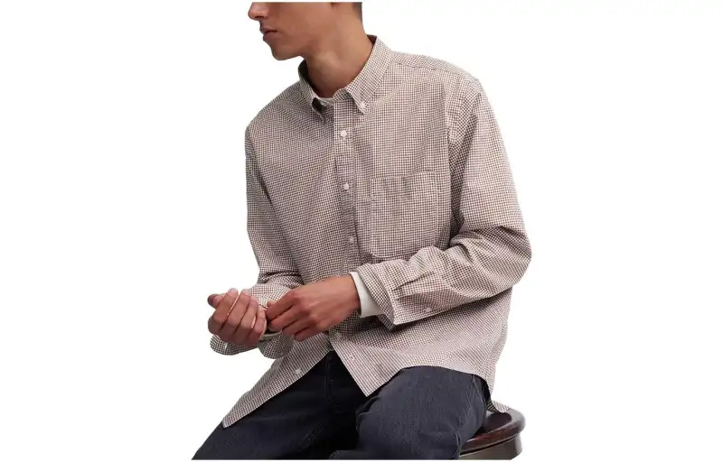 UNIQLO Shirts Unisex Light Umber Pointed Collar Moderate Other