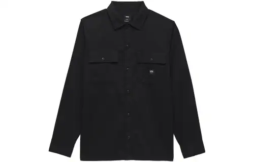 Vans Sparwood Shirts Men's Black Lapel Moderate Shirt