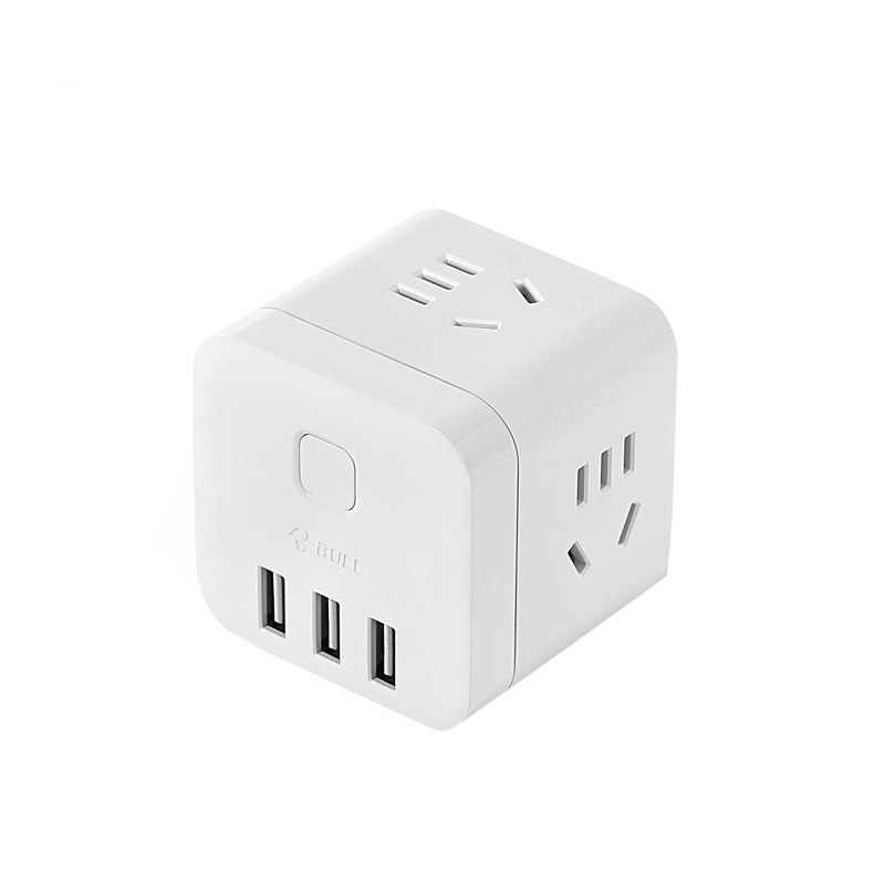 BULL smart power strip, total control, 2500W, new national standard Rubik's Cube socket, smart multi-function USB power strip, fast charging 20W/30W GNV-U303WH terminal board/pullboard, one-turn multi-adapter