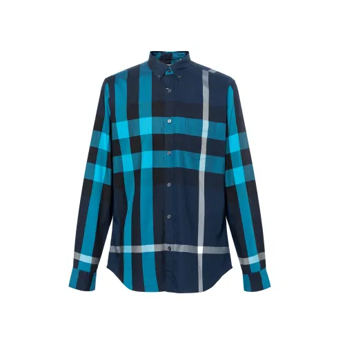 Burberry Shirts Men's Dark Blue Lapel Moderate Other