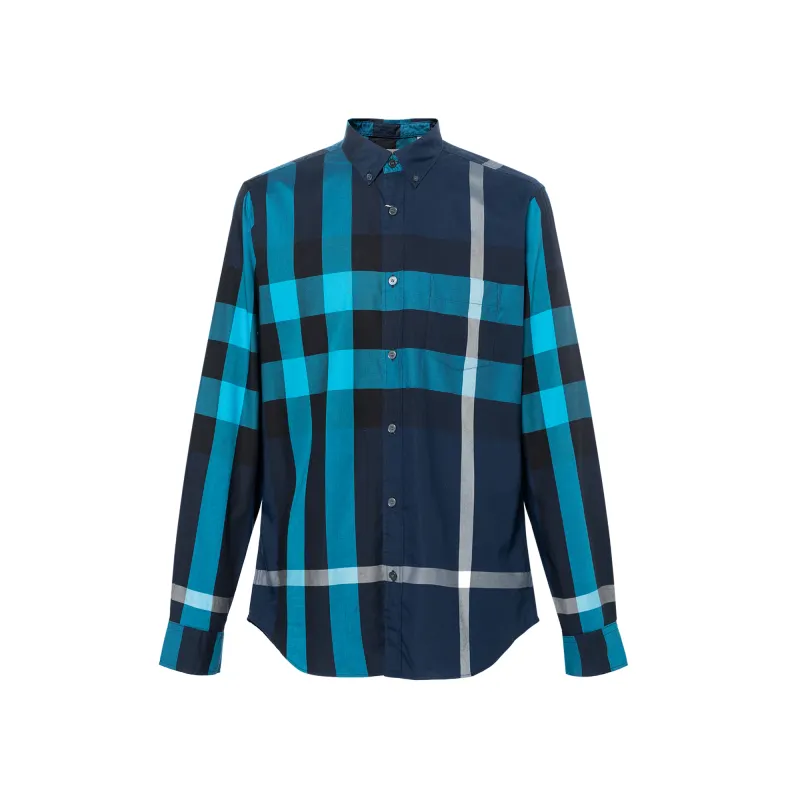 Burberry Shirts Men's Dark Blue Lapel Moderate Other